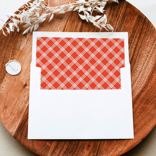 Modern Orange and White Plaid Pattern Envelope Liner