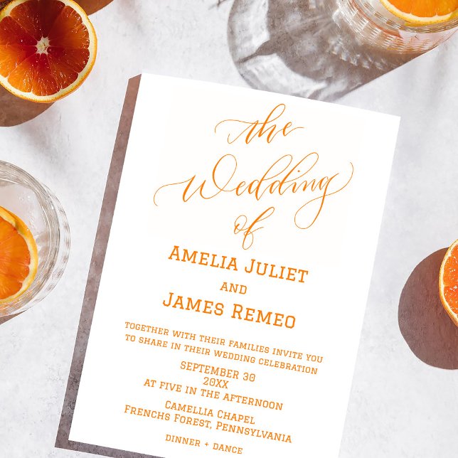 Modern Orange and White Simple Wedding Invitation (Creator Uploaded)
