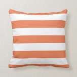 Modern Orange and White Stripes Throw Pillow