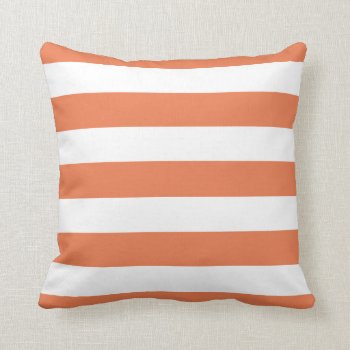 Modern Orange And White Stripes Throw Pillow by cardeddesigns at Zazzle