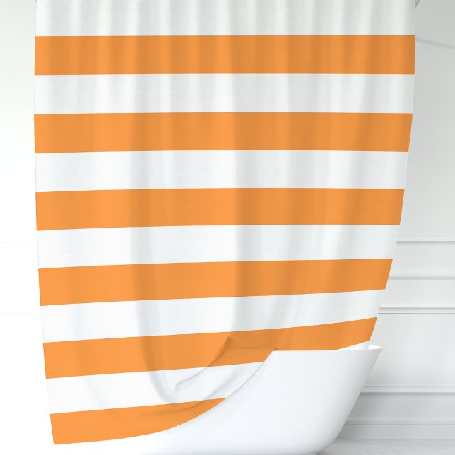 Modern Orange and White Wide Stripes  Shower Curtain (Creator Uploaded)