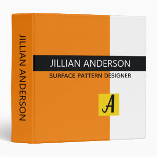 Modern Orange and Yellow Color Blocked 3 Ring Binder