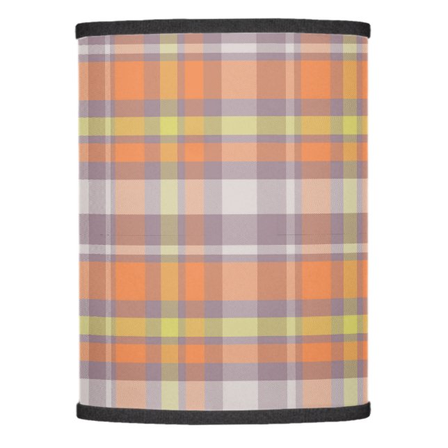 Modern Orange and Yellow Large Plaid Pattern Lamp Shade (Front)