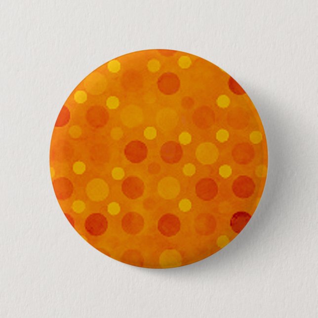 Modern Orange and Yellow Polka Dots Pinback Button (Front)