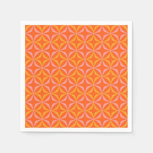 Modern Orange and Yellow Retro Pattern Wedding  Napkins