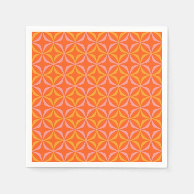 Modern Orange and Yellow Retro Pattern Wedding  Napkins (Front)