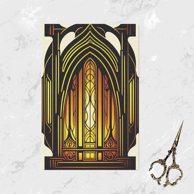 Modern Orange Art Nouveau Stained Glass Tissue Paper (Creator Uploaded)