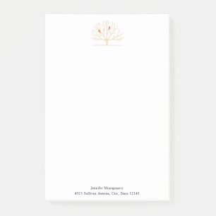 Modern Orange Birds in a Large Tree Illustration Post-it Notes