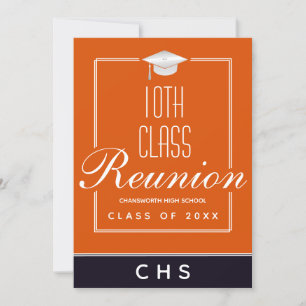 Modern Orange Black 10th Class Reunion Invitation