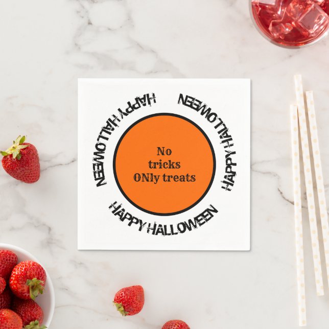 Modern Orange Black Typography Happy Halloween Napkins (Insitu)