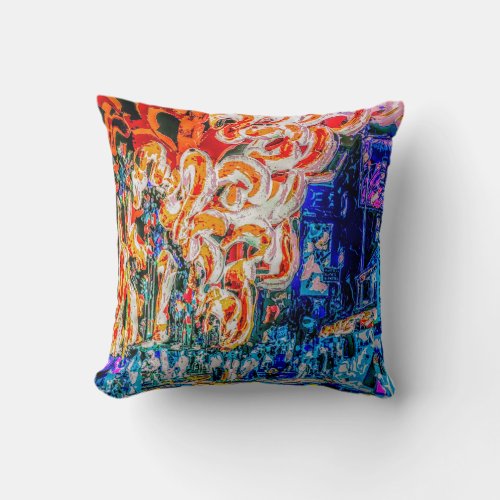 Modern Orange blue red black and purple abstract Throw Pillow