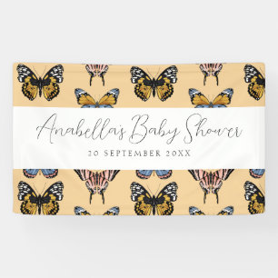 Modern Orange Boho Butterfly Girl Baby Shower Banner