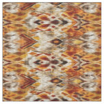Modern Orange Boho Tribal Ikat Pattern Fabric