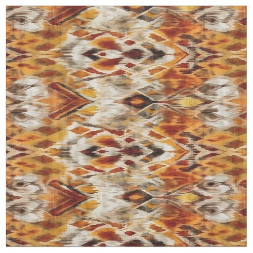 Modern Orange Boho Tribal Ikat Pattern Fabric