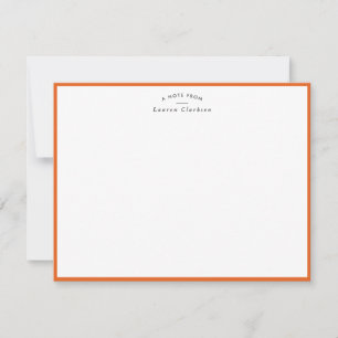 Modern Orange Border Personalized Note Card