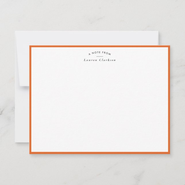 Modern Orange Border Personalized Note Card (Front)