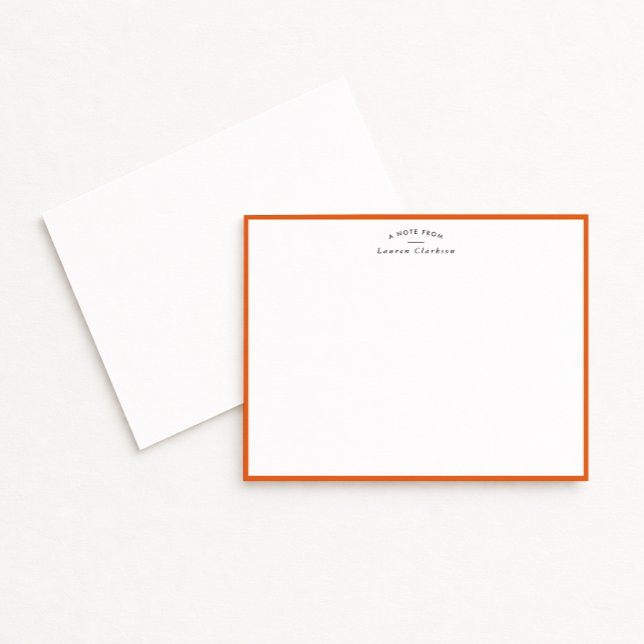 Modern Orange Border Personalized Note Card (Creator Uploaded)