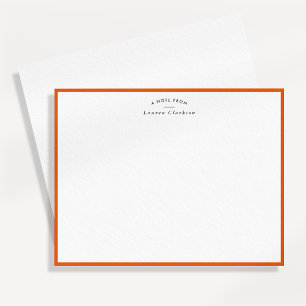 Modern Orange Border Personalized Note Card