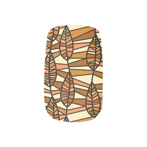 Modern Orange  Brown Autumn Leaves Abstract Minx Nail Art