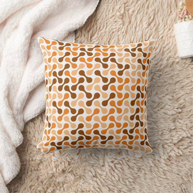 Modern Orange Brown Geometric Metaball Pattern Throw Pillow (Blanket)