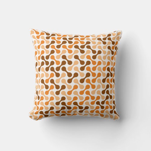 Modern Orange Brown Geometric Metaball Pattern Throw Pillow