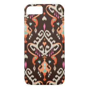 Modern orange brown girly ikat tribal pattern iPhone 8/7 case