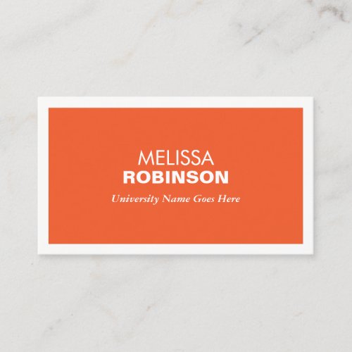 MODERN ORANGE BUSINESS CARD FOR COLLEGE STUDENTS