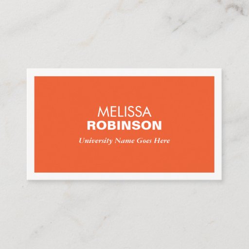 Customizable MODERN ORANGE BUSINESS CARD FOR COLLEGE STUDENTS