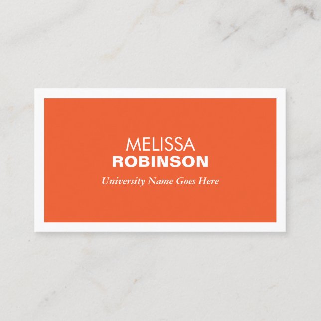 MODERN ORANGE BUSINESS CARD FOR COLLEGE STUDENTS (Front)