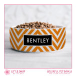 Modern Orange Chevron Personalized Pet<br><div class="desc">Add a modern vibe to your pet’s dining area with this personalized pet bowl that features a simple orange and white chevron pattern with a customizable pet name. Whether you’re shopping for your own beloved pet or for friends, family, new pet owners, or dog and cat lovers, this personalized pet...</div>