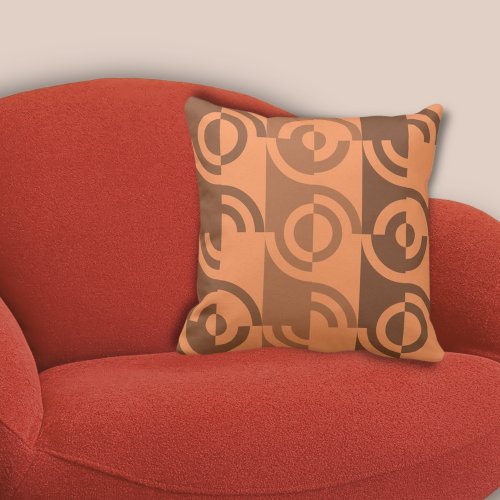 Modern Orange Circle Fragments Repeat Pattern Throw Pillow