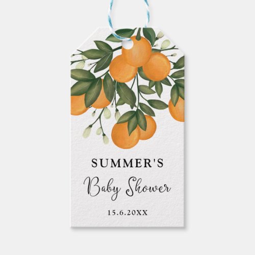 Modern Orange Citrus Baby Shower Favours Thank You Gift Tags