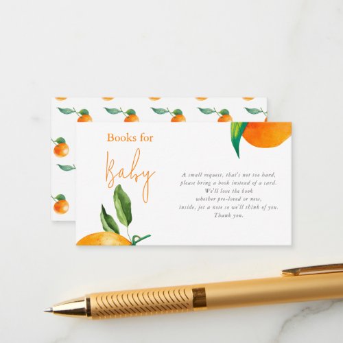 Modern Orange Citrus Books for Baby  Enclosure Card