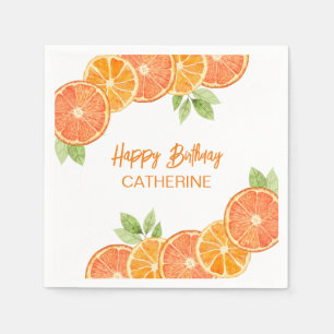 Modern Orange Citrus Slice Summer Birthday Napkins