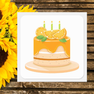 Modern Orange Colorful Birthday Cake Square Sticker