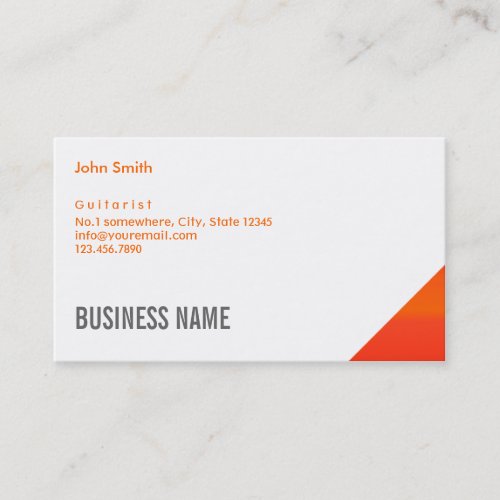 Modern Orange Corner Guitarist Business Card