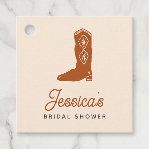 Modern Orange Cowgirl Last Rodeo Bridal Shower Favor Tags