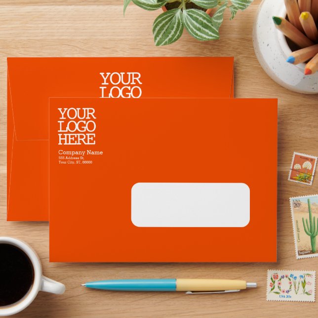 Modern Orange Custom Company Logo  Envelope (Desk)
