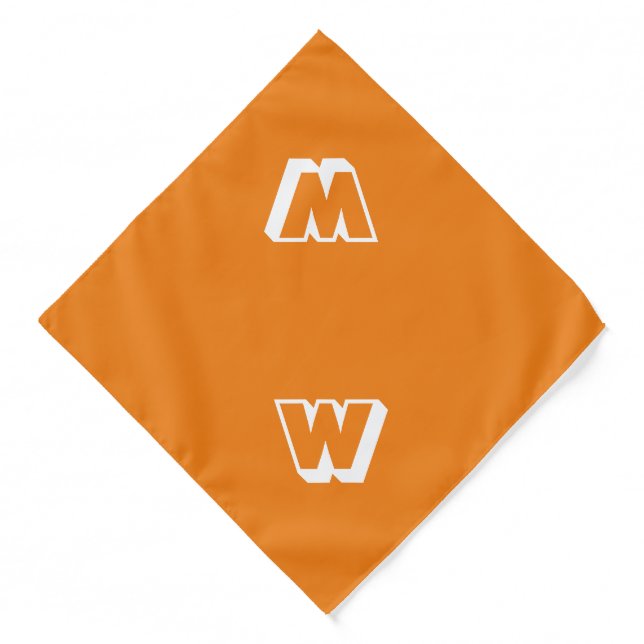 Modern orange custom monogram initial cute dog bandana (Front)