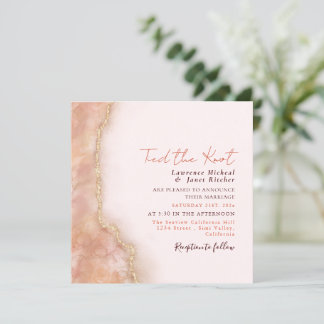 Modern Orange Custom Wedding Marble watercolor Invitation