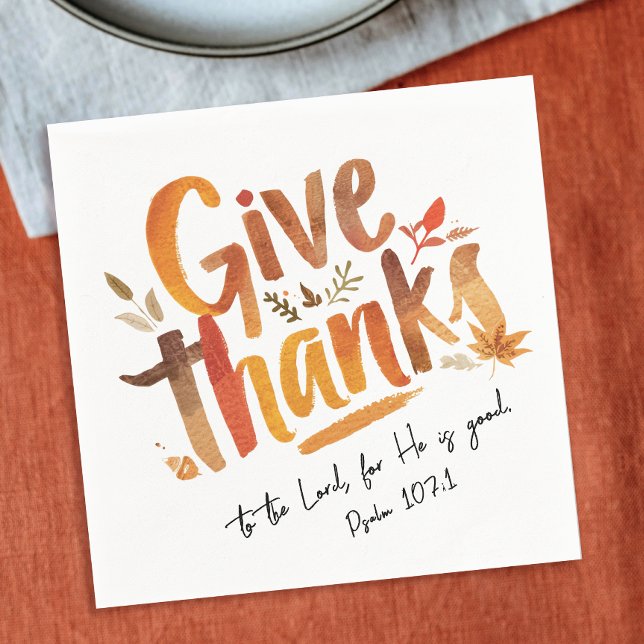 Modern Orange Fall Gratitude Blessing Brush Script Napkins (Creator Uploaded)