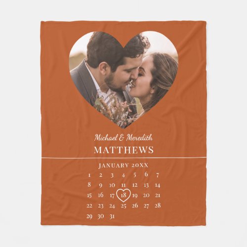 Modern Orange Fall Wedding Anniversary Calendar 