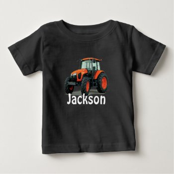 Modern Orange Farm Tractor Baby T-shirt by DakotaInspired at Zazzle