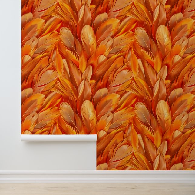 Modern orange feathers  wallpaper  (Application)