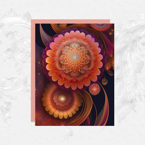 Modern Orange Floral Artwork Scrapbook Paper