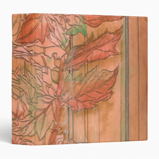 Modern Orange Floral Print on Stripped Background Binder (Front/Spine)