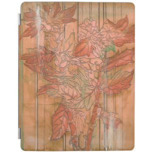Modern Orange Floral Print on Stripped Background iPad Smart Cover