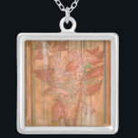 Modern Orange Floral Print on Stripped Background Silver Plated Necklace<br><div class="desc">A Jennifer Goldberger original creation,  this modern orange floral print sits on a stripped background. The flowers almost blend in with the background. Let it blend in with the rest of your home by buying it today!</div>