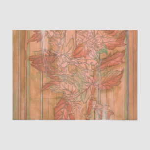 Modern Orange Floral Print on Stripped Background Tissue Paper