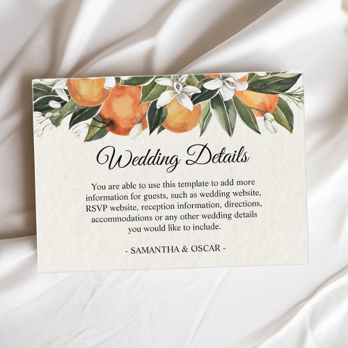 Modern Orange  Flowers Watercolor  Enclosure Card